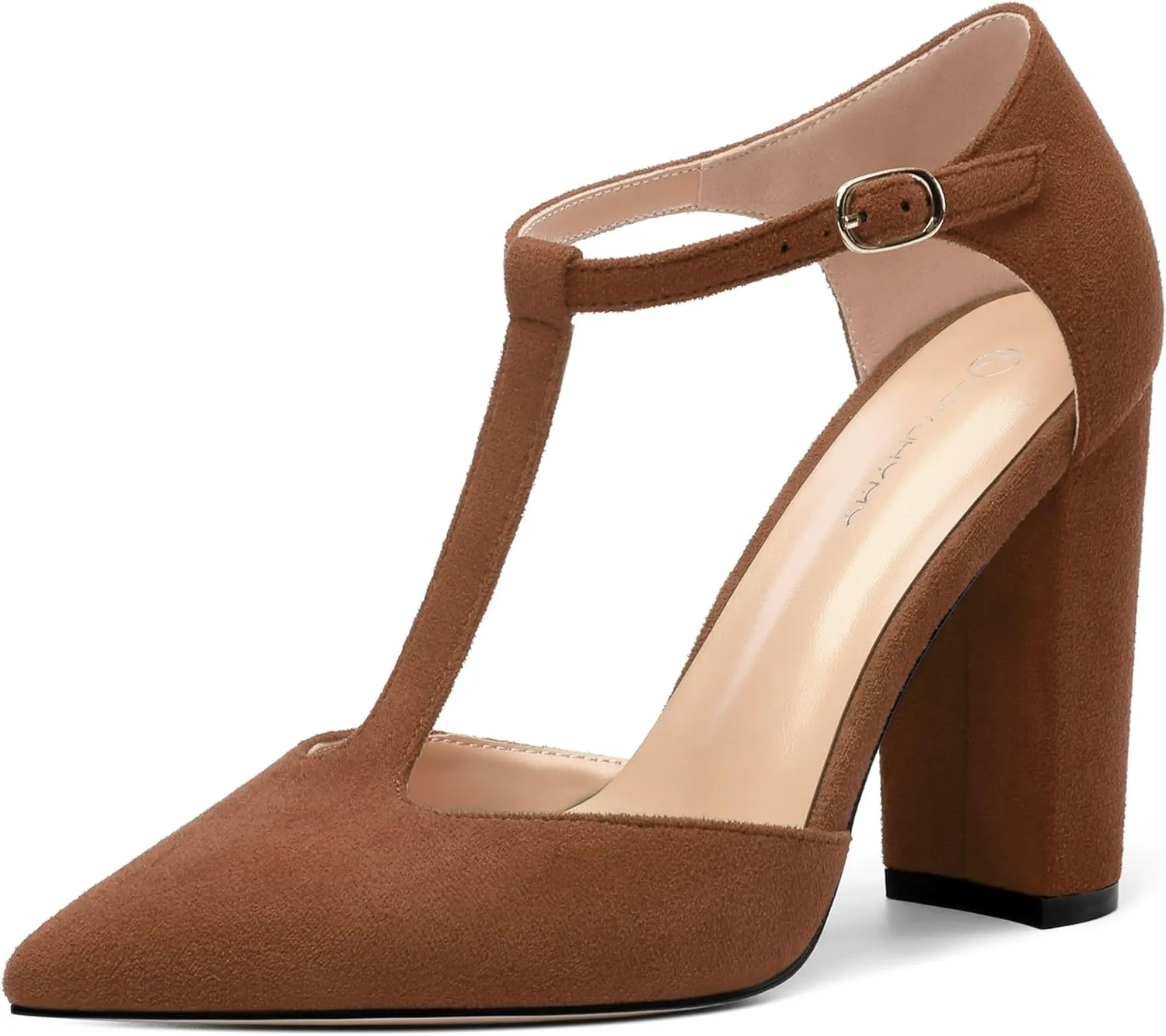 Women's High Heel Pumps, Simple Classic T-Strap Pointed Toe Dress Shoes,Party Dress Sandals3.9