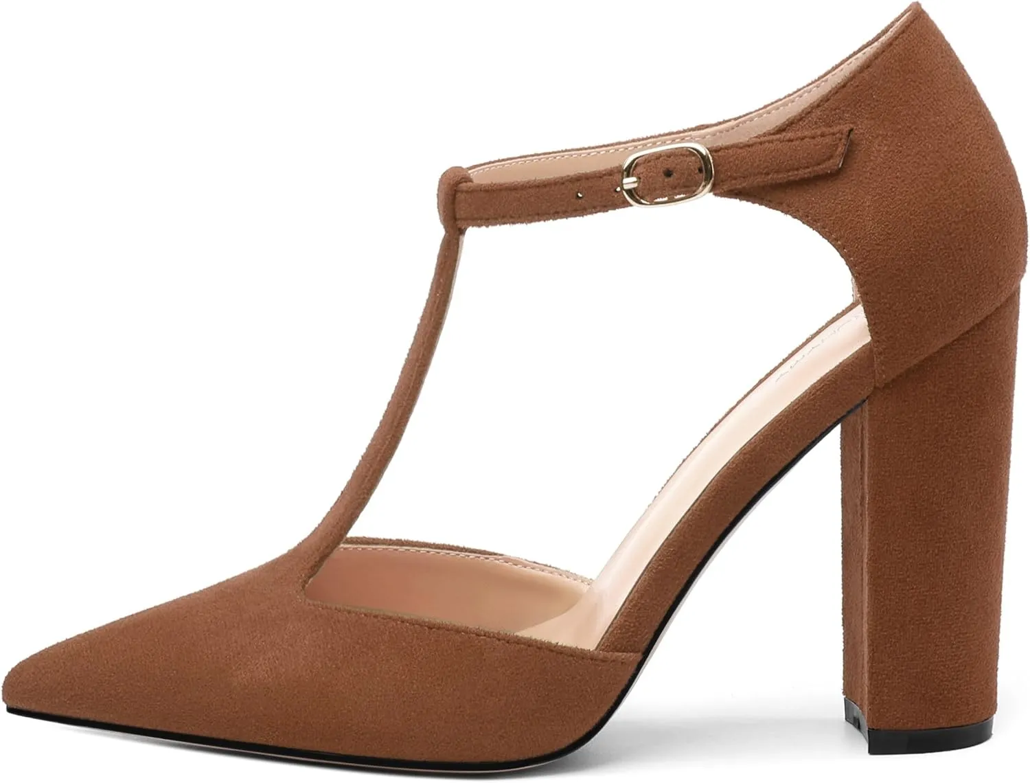 Women's High Heel Pumps, Simple Classic T-Strap Pointed Toe Dress Shoes,Party Dress Sandals3.9