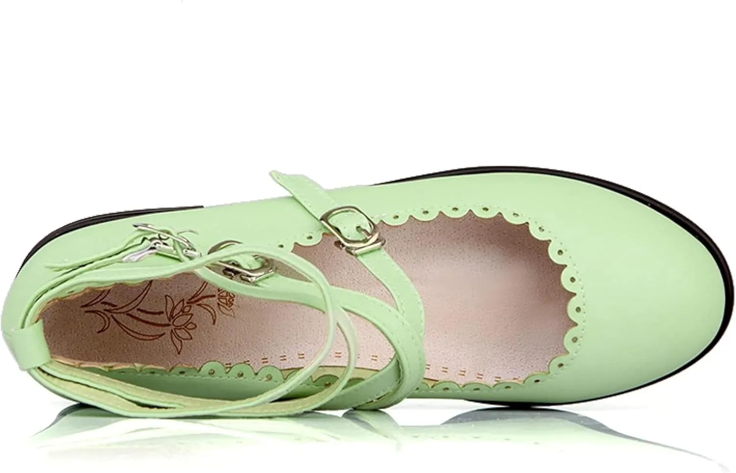 Women's Low Heeled High Heels, Round Toe Strap, Mary Janes Date Shoes