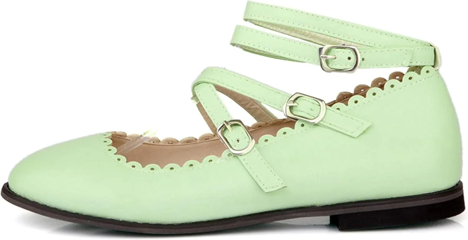 Women's Low Heeled High Heels, Round Toe Strap, Mary Janes Date Shoes