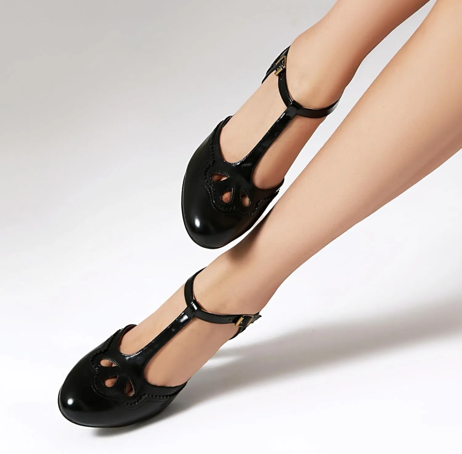 Women's Mary Jane Close Round Toe Rockability Vintage Oxford 1950s Wingtip Heels Retro 1920s Victorian Pumps 1930s Shoes