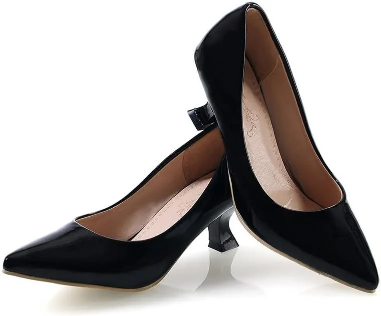 Women's PU Leather Candy Color Pointed Toe Sexy Formal Working Pumps,Middle Heels Comfortable Office Ladies Walking Wedding Pump Shoes