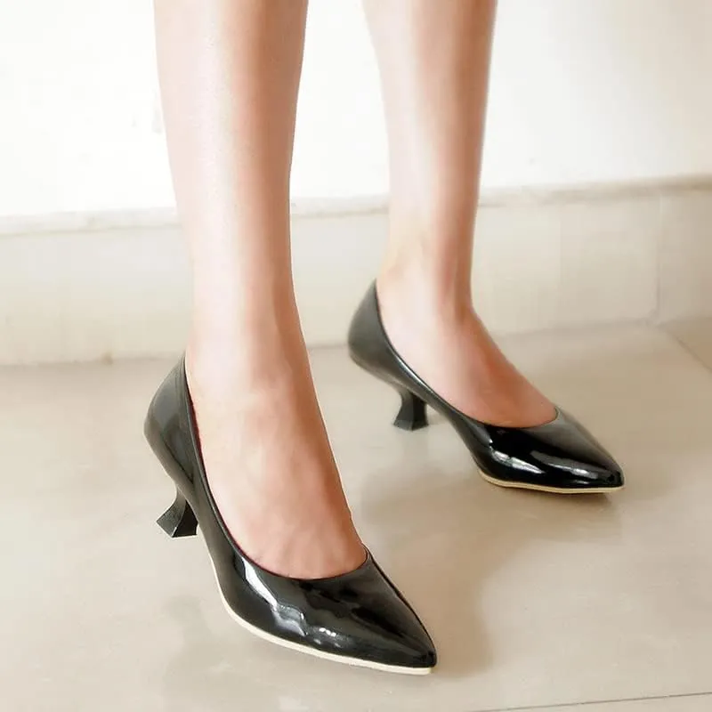 Women's PU Leather Candy Color Pointed Toe Sexy Formal Working Pumps,Middle Heels Comfortable Office Ladies Walking Wedding Pump Shoes