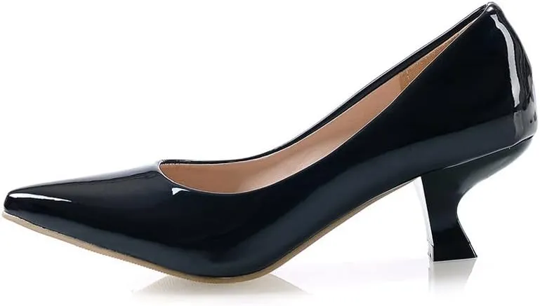 Women's PU Leather Candy Color Pointed Toe Sexy Formal Working Pumps,Middle Heels Comfortable Office Ladies Walking Wedding Pump Shoes