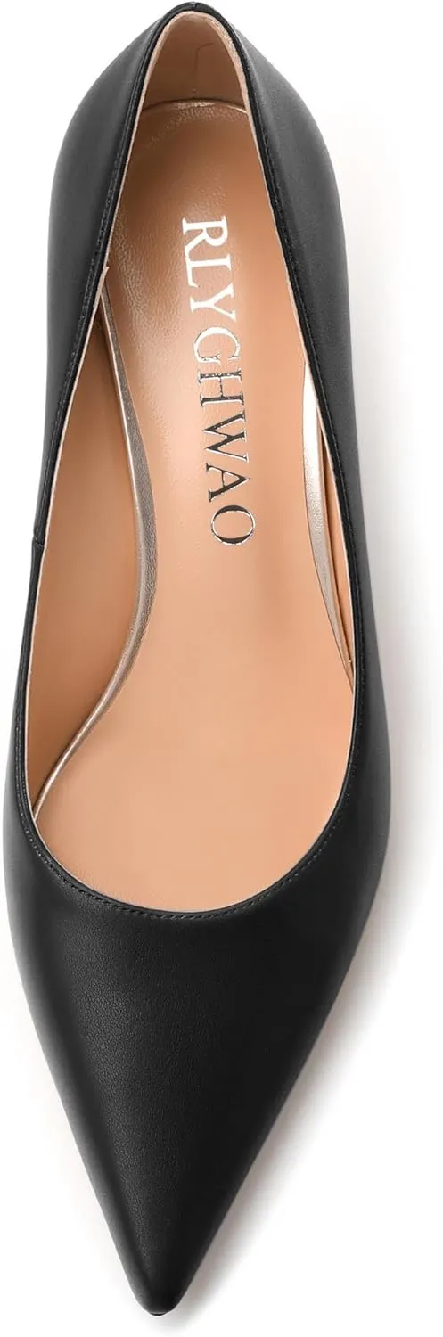 Women's Pumps, Pointed Closed Toe High Heels, Fashion Mid Heel Slip on Shoes for Women