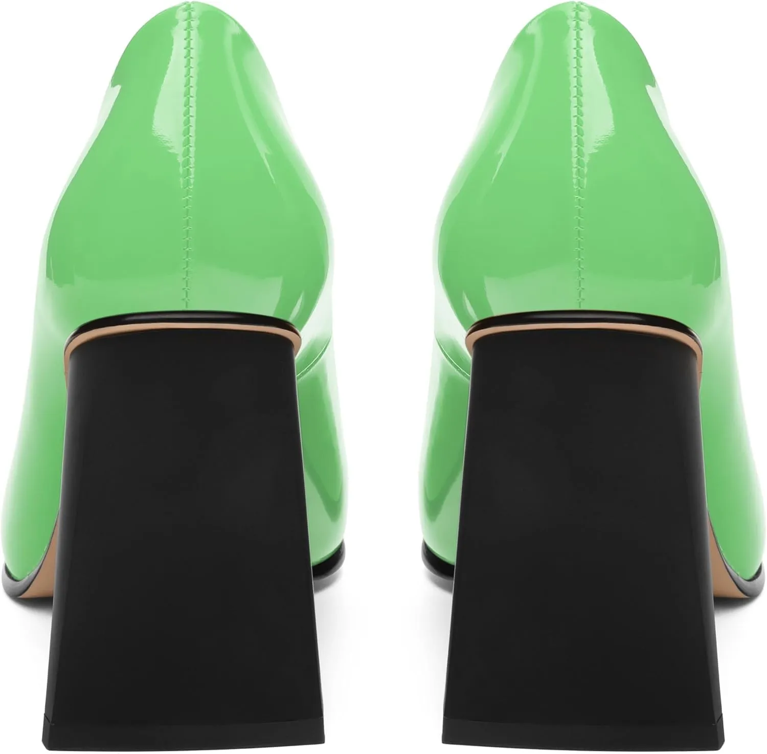 Women's Pumps, Pointed Toe Chunky Block Heel, Slip On Fashion Solid High Heel Shoes for Women