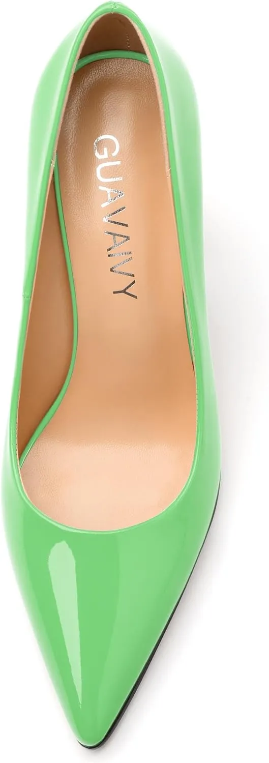 Women's Pumps, Pointed Toe Chunky Block Heel, Slip On Fashion Solid High Heel Shoes for Women
