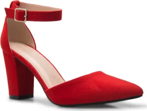 Women's Sexy D'Orsay Ankle Strap Pointed Toe Block Heel Pump - Classic, Comfortable
