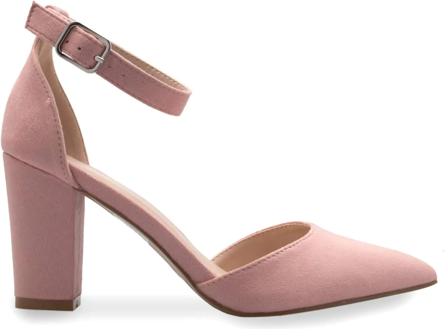 Women's Sexy D'Orsay Ankle Strap Pointed Toe Block Heel Pump - Classic, Comfortable