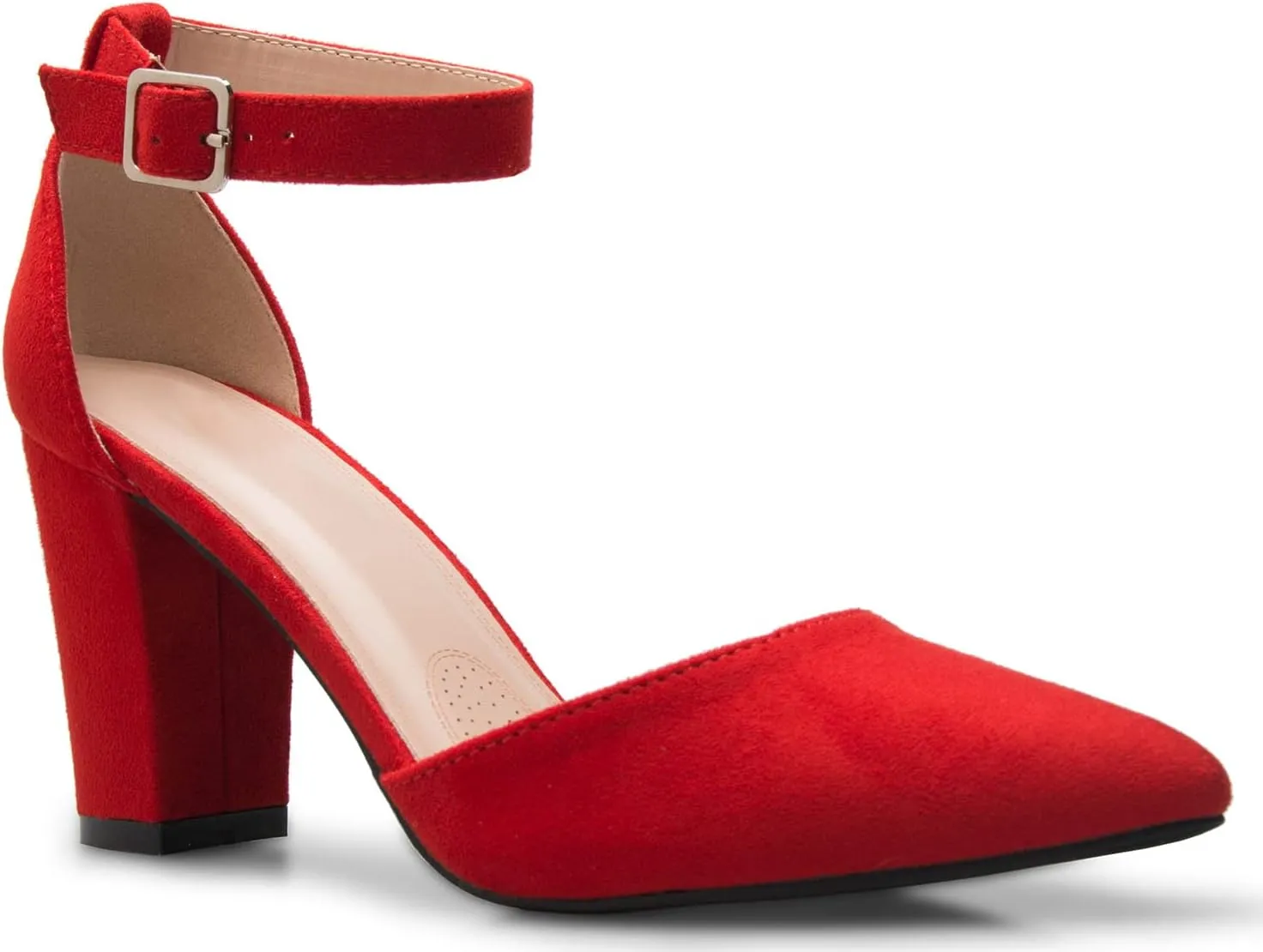 Women's Sexy D'Orsay Ankle Strap Pointed Toe Block Heel Pump - Classic, Comfortable