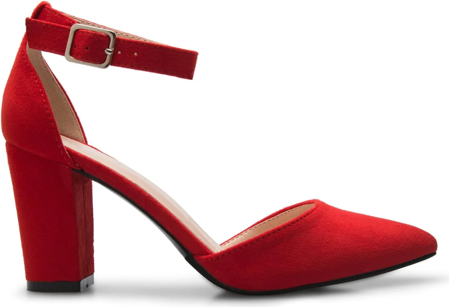 Women's Sexy D'Orsay Ankle Strap Pointed Toe Block Heel Pump - Classic, Comfortable