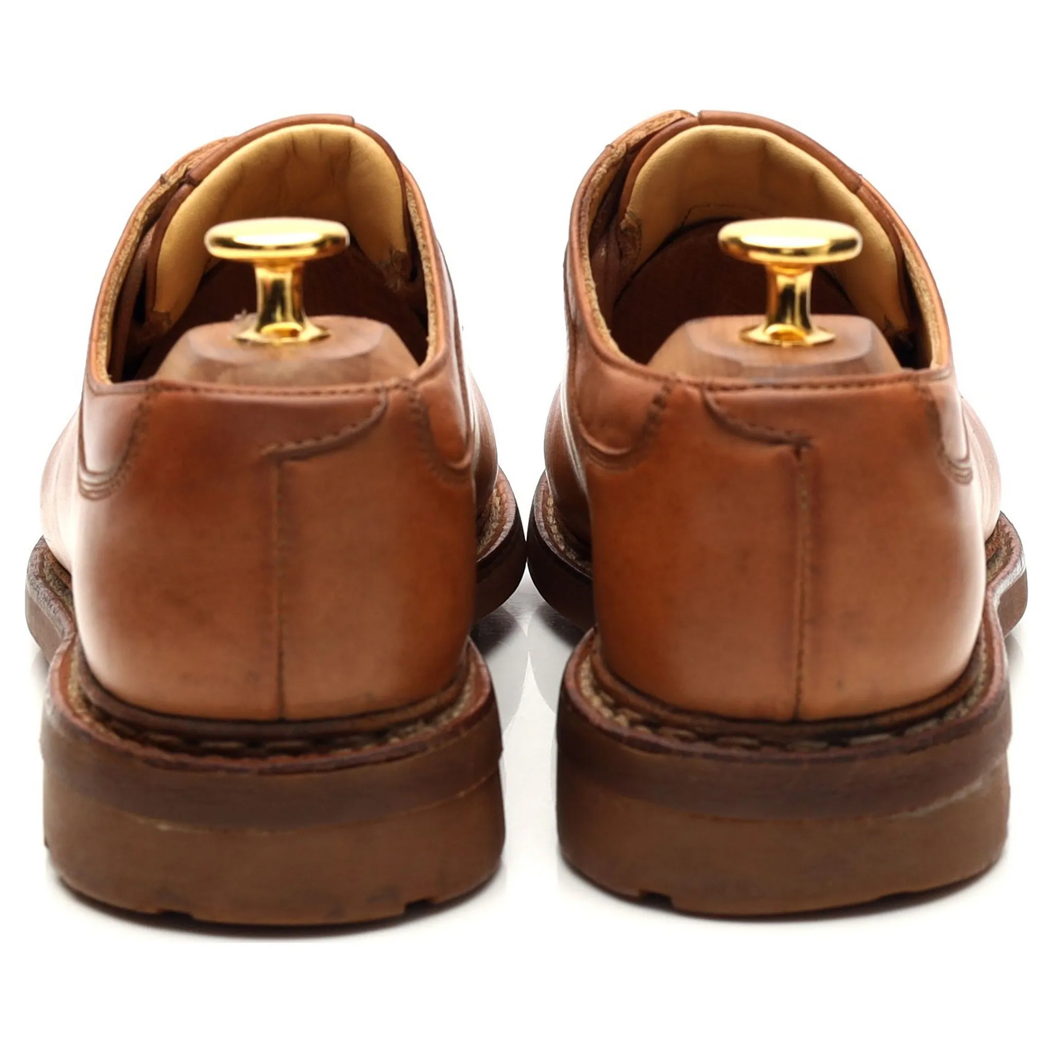 Women's Tan Brown Leather Split Toe Derby UK 6