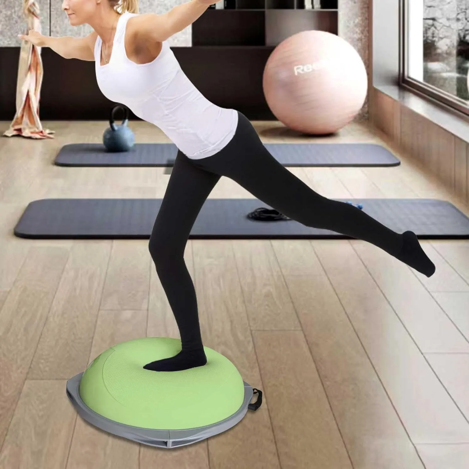 workout equipment for home，boso balancing ball，half ball balance trainer，core training equipment， 27.5 inch Yoga Exercise Ball for Home Gym Core Training Anti-Skid Surface