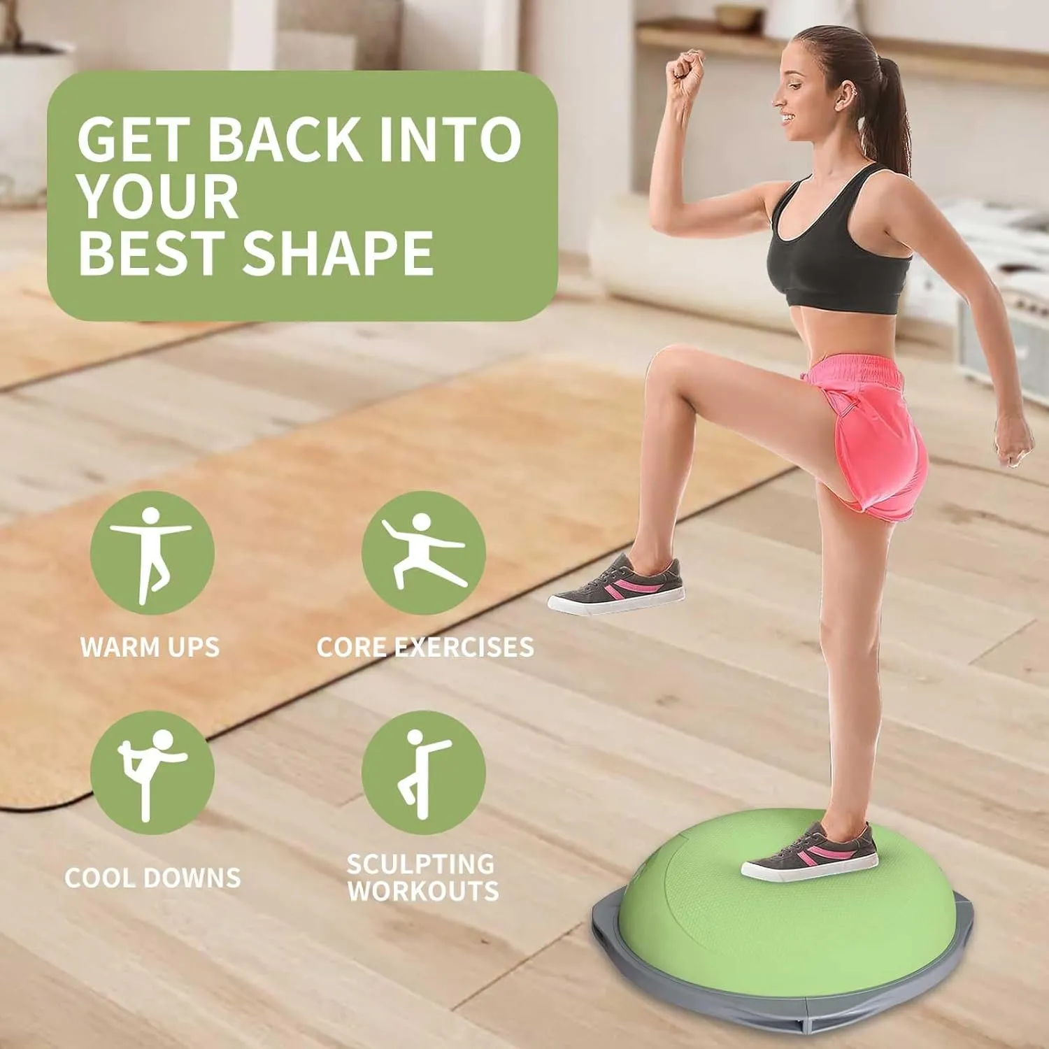 workout equipment for home，boso balancing ball，half ball balance trainer，core training equipment， 27.5 inch Yoga Exercise Ball for Home Gym Core Training Anti-Skid Surface