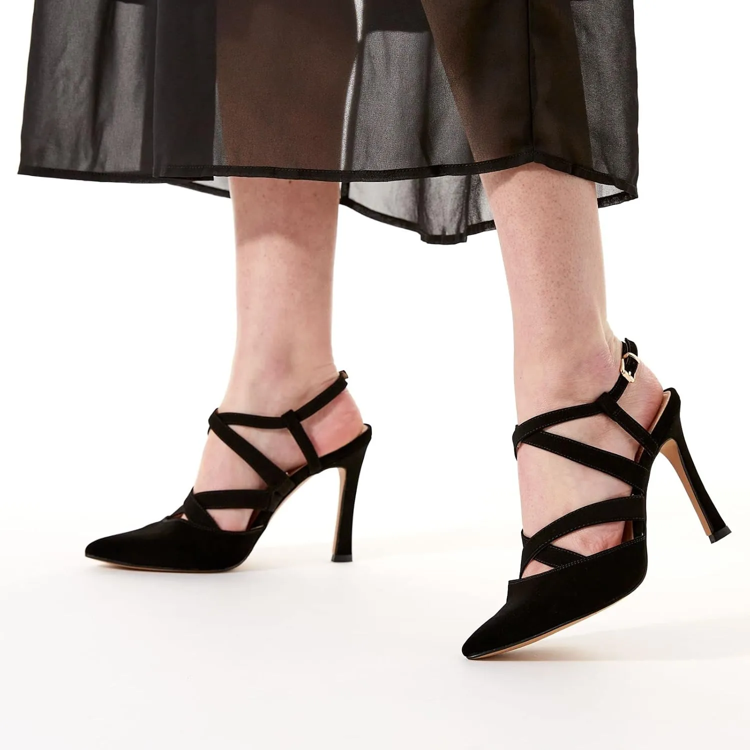 XAPPEAL Maren - Women's Strappy Closed Toe Pointed Pump with Ankle Strap