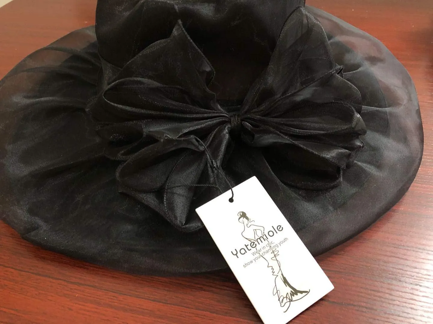 Yatemiole Women's Organza Church Wide Brim Tea Party Wedding Hat Derby Fascinator Cap Kentucky Wedding Hat