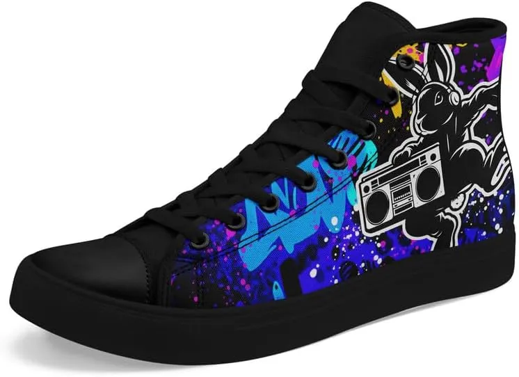 Yoga Printed High-Top Canvas Shoes for Women Unisex Fashion Lace Up Sneakers Casual Walking Tennis Trainer for Girls