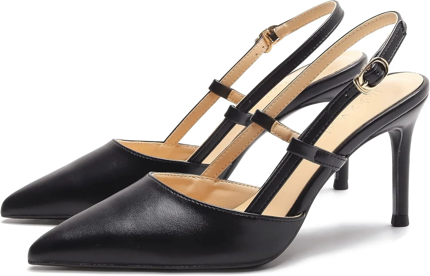 YooPrettyz Women Pointed Toe Shoes Slingback Pumps Strappy Formal Dressy Heels Office Slim High Heels Shoes