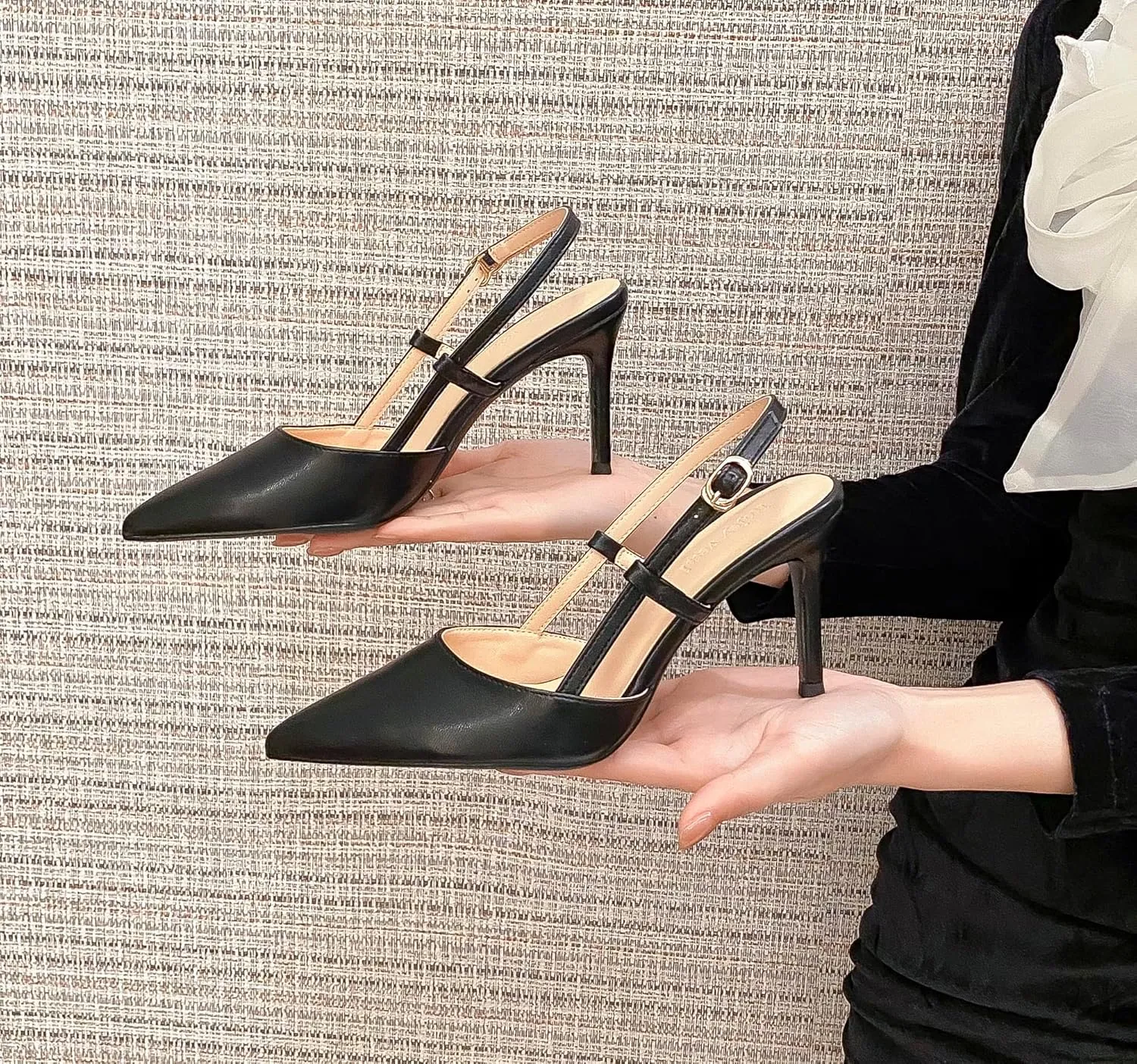 YooPrettyz Women Pointed Toe Shoes Slingback Pumps Strappy Formal Dressy Heels Office Slim High Heels Shoes